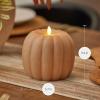 imageLuminara Tall Pumpkin Figural Flameless Flickering Moving Flame LED Candle 57quot x 55quot Chalky Finish Real Unscented Wax Time Function Irish Cream