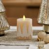 imageLuminara White Swan Embossed Trees Flameless LED Candle 32quot x 65quot Moving Flame Safe Timer Feature Real Wax Battery Operated Home DcorWhite Swan Embossed Tree
