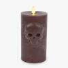 imageLuminara Chalky Skull LED Candle Dark Chocolate Moving Flame Gothic Halloween Decor Battery Operated Flameless Unscented Wax Timer IndoorChocolate Torte