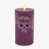 imageLuminara Chalky Skull LED Candle Dark Chocolate Moving Flame Gothic Halloween Decor Battery Operated Flameless Unscented Wax Timer IndoorImperial Purple