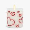 imageLuminara Debossed Hearts Pillar Candle Metallic Magenta  Patented Flickering Flameless Technology  Valentines Day Collection  Remote Ready  45quotPearl Ivory Red Metallic