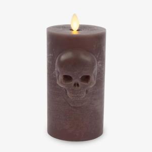 imageLuminara Chalky Skull LED Candle Dark Chocolate Moving Flame Gothic Halloween Decor Battery Operated Flameless Unscented Wax Timer IndoorChocolate Torte