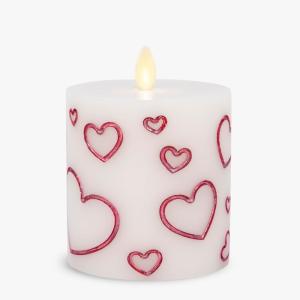 imageLuminara Debossed Hearts Pillar Candle Metallic Magenta  Patented Flickering Flameless Technology  Valentines Day Collection  Remote Ready  45quotPearl Ivory Magenta Metallic