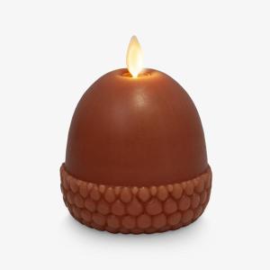 imageLuminara Flameless Fall Harvest Decor  Acorn Figural LED Candle Natural Color Brown 3quot x 45quot Real Wax Moving Flame Battery Operated wTimer Indoor Use