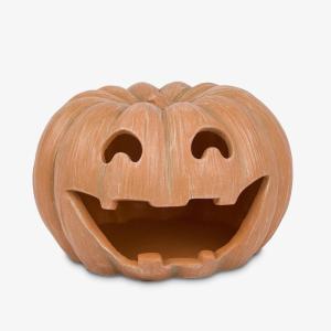 imageLuminara JackoLantern Pumpkin Tealight Holder  Orange 10quot x 675quot  Halloween Dry Brush Resin Fall Home Autumn Harvest Festival Party Decor998437