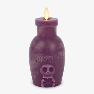 imageLuminara Poison Bottle Flameless LED Candle Imperial Purple Wax Battery Operated Moving Flame Halloween Decor with Timer Spooky Home DecorationImperial Purple