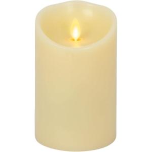 imageLuminara Realistic Artificial Flame Pillar Candle with Timer 5Inch Ivory