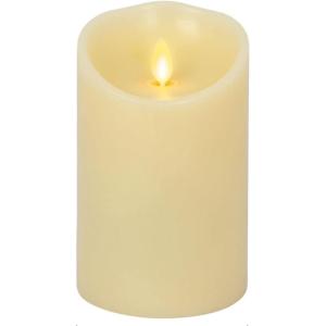 imageLuminara Scalloped Edge Flameless LED Candle Ivory 3quot x 65quot Battery Operated Moving Flame Real Wax Pillar with Timer Vanilla Honey Scented35 x 5