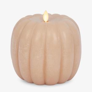 imageLuminara Tall Pumpkin Figural Flameless Flickering Moving Flame LED Candle 57quot x 55quot Chalky Finish Real Unscented Wax Time Function Irish Cream