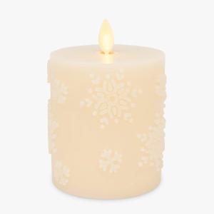 imageLuminara White Swan Embossed Trees Flameless LED Candle 32quot x 65quot Moving Flame Safe Timer Feature Real Wax Battery Operated Home DcorWhite Swan Snowflake
