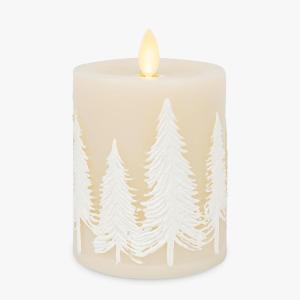 imageLuminara White Swan Embossed Trees Flameless LED Candle 32quot x 65quot Moving Flame Safe Timer Feature Real Wax Battery Operated Home DcorWhite Swan Embossed Tree