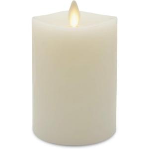 imageMatchless Candle Co by Luminara LED Flameless Pillar Candle 3quot x 45quot Melted Edge Unscented Moving Flame Real Wax Remote Ready Ivory45inch