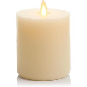 imageTouch OnOff Moving Flame Pillar Candle  Realistic Flameless LED Battery Operated Lights 2 C 500 Hr Runtime  Flat Edge  Honey Vanilla Scent  Remote Ready  Ivory 45inch