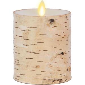 imageLuminara Realistic Artificial Flame Pillar Candle Wrapped with Real Birch Bark  Moving Flame LED Battery Operated Lights  Unscented  Remote Ready  Remote Sold Separately  40quot x 70quot35 x 45inch