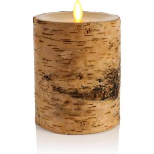 imageLuminara Realistic Artificial Flame Pillar Candle Wrapped with Real Birch Bark  Moving Flame LED Battery Operated Lights  Unscented  Remote Ready  Remote Sold Separately  40quot x 70quot5inch