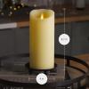 imageLuminara Scalloped Edge Flameless LED Candle  Ivory 4quot x 9quot  Real Wax Pillar Battery Operated Moving Flame wTimer Unscented 1000Hr Runtime4 x 9
