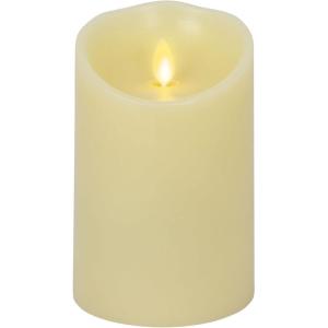 imageLuminara Scalloped Edge Flameless LED Candle  Ivory 4quot x 9quot  Real Wax Pillar Battery Operated Moving Flame wTimer Unscented 1000Hr Runtime35 x 5