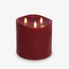 imageLuminara TriFlame Grand Flameless Candle 58quot x 57quot Moving Flame LED Candle Melted Top Unscented Real Wax BurgundyBurgundy