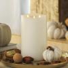 imageLuminara TriFlame Grand Flameless Candle 58quot x 57quot Moving Flame LED Candle Melted Top Unscented Real Wax BurgundyWhite