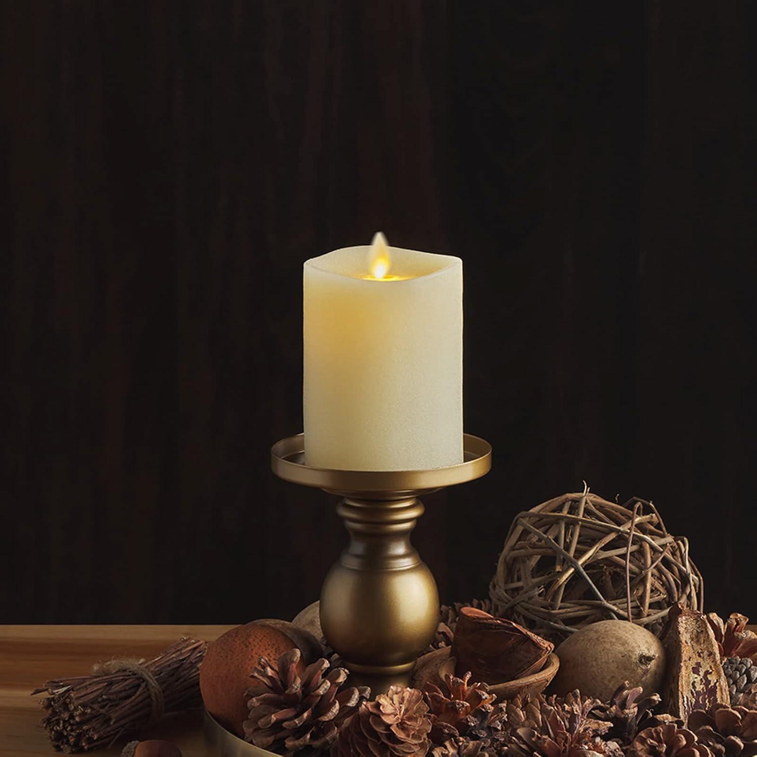 imageLuminara  Flameless LED Battery Operated Flickering Pillar Candles  Ivory  Pack of 13x45  Realistic Moving Flame Real Wax IndoorOutdoor DecorIvory