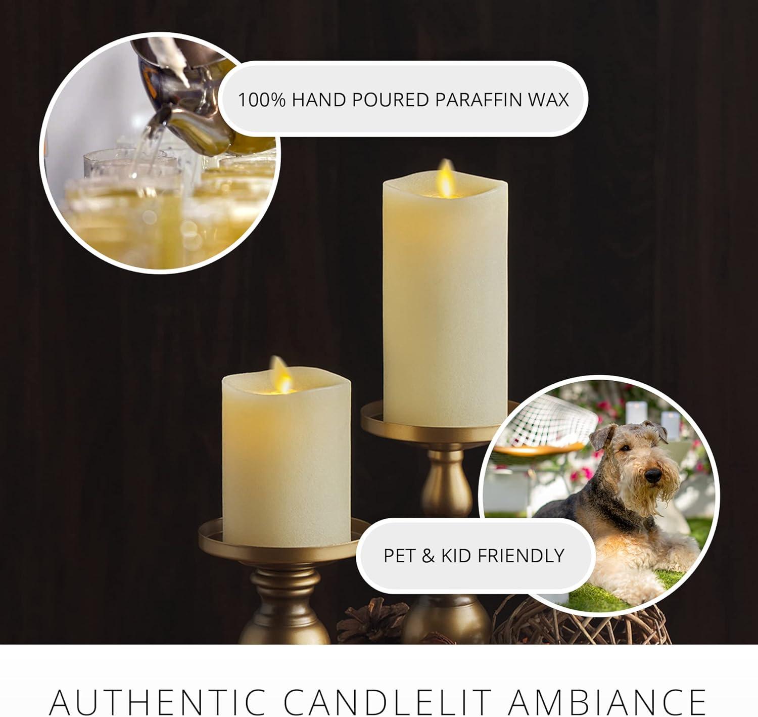 imageLuminara  Flameless LED Battery Operated Flickering Pillar Candles  Ivory  Pack of 13x45  Realistic Moving Flame Real Wax IndoorOutdoor DecorIvory
