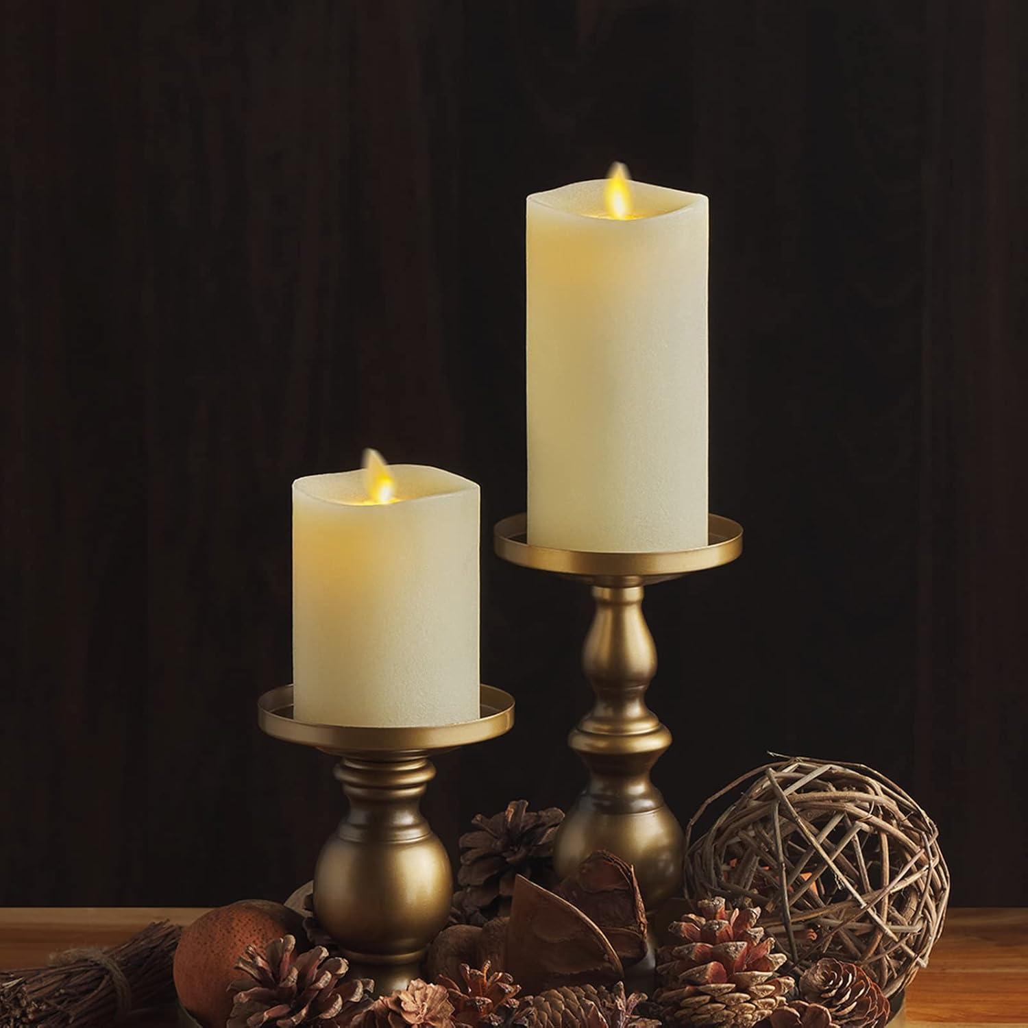 imageLuminara  Flameless LED Battery Operated Flickering Pillar Candles  Ivory  Pack of 13x45  Realistic Moving Flame Real Wax IndoorOutdoor DecorIvory