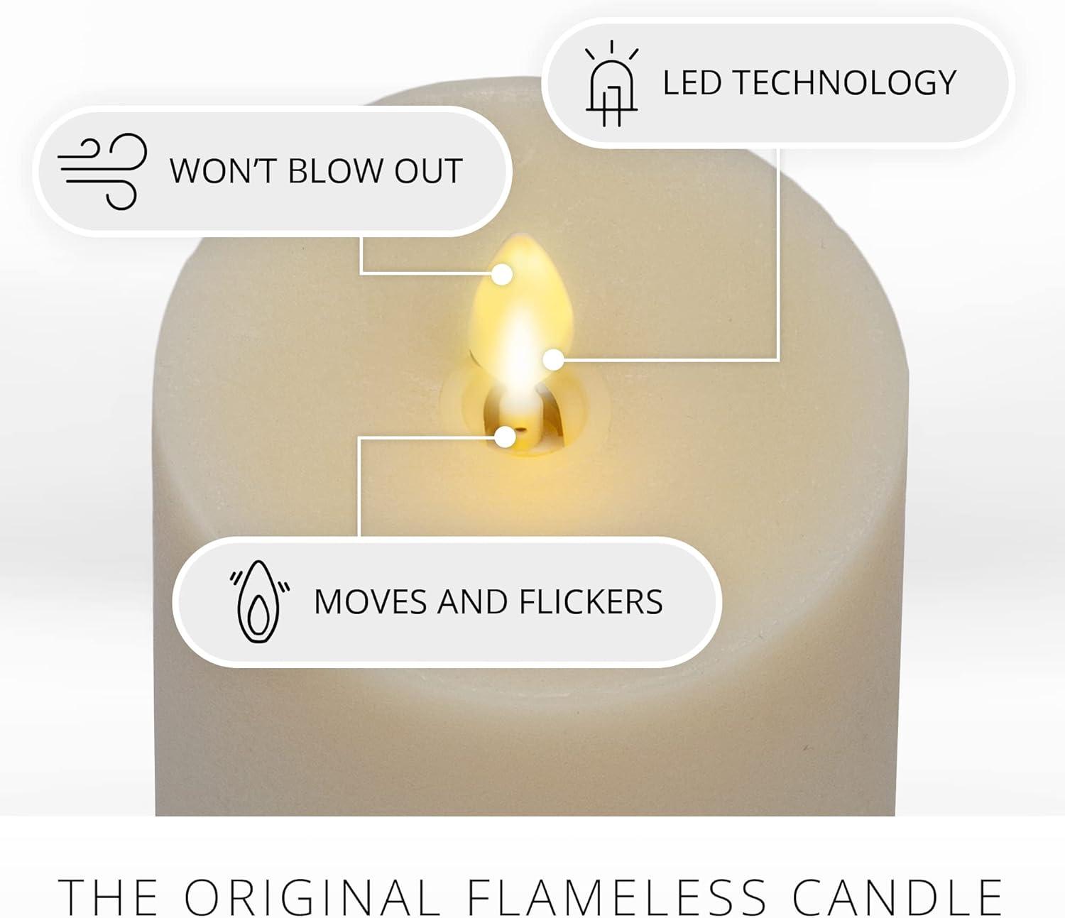 imageLuminara  Flameless LED Battery Operated Flickering Pillar Candles  Ivory  Pack of 13x45  Realistic Moving Flame Real Wax IndoorOutdoor DecorIvory