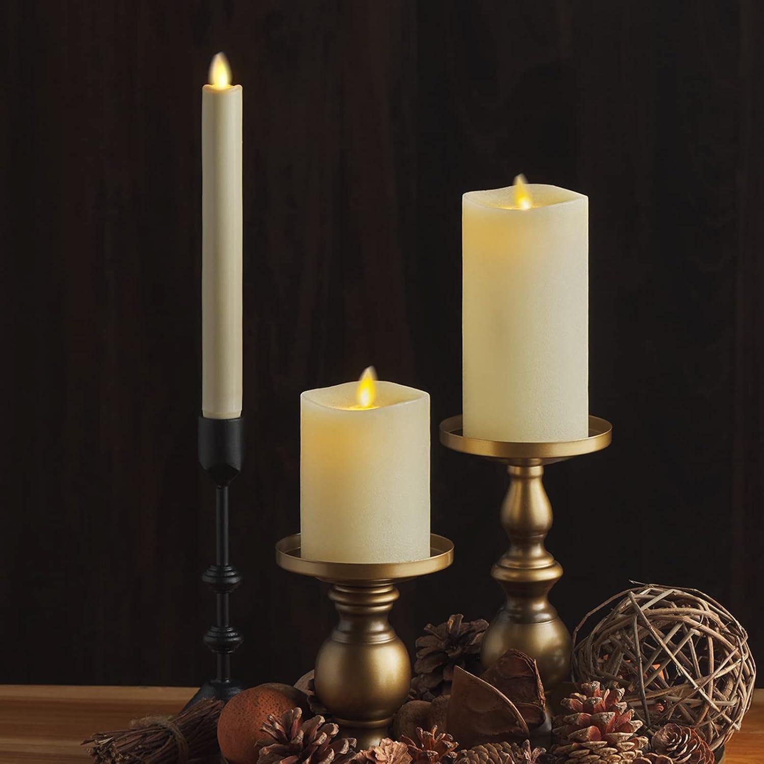 imageLuminara  Flameless LED Battery Operated Flickering Pillar Candles  Ivory  Pack of 13x45  Realistic Moving Flame Real Wax IndoorOutdoor DecorIvory