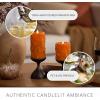 imageLuminara Embossed Leaves Flameless Pillar Marmalade Moving Flame LED Candle Real Wax Unscented Battery Operated 35quot x 45quot