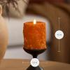 imageLuminara Embossed Leaves Flameless Pillar Marmalade Moving Flame LED Candle Real Wax Unscented Battery Operated 35quot x 45quot