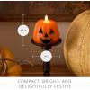 imageLuminara JackoLantern Pumpkin Figural Flameless Candle Real Wax Moving Flame LED Candle 4quot x 43quot Time Function Russet Orange