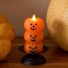 imageLuminara Stacked JackoLanterns Pumpkins Figural Russet Orange Flameless Candle Real Wax Moving Flame LED Candle 31quot x 6quot