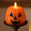 imageLuminara JackoLantern Pumpkin Figural Flameless Candle Real Wax Moving Flame LED Candle 4quot x 43quot Time Function Russet Orange