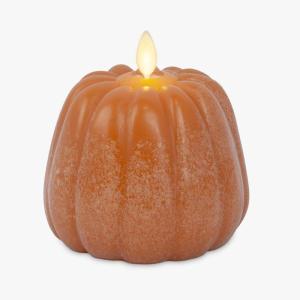 imageLuminara Pumpkin Figural Flameless Flickering Moving Flame LED Candle 4quot x 43quot Chalky Finish Real Unscented Wax Time Function Marmalade