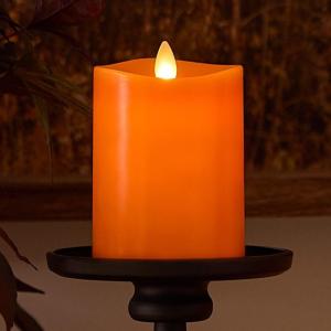 imageLuminara Russet Orange Flameless Moving Flame LED Candle Pillar Real Wax Mottled Finish Melted Top Unscented 3quotx 45quot