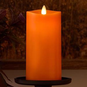 imageLuminara Russet Orange Flameless Moving Flame LED Candle Pillar Real Wax Smooth Finish Melted Top Unscented 3quot x 65quot
