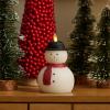 imageLuminara Flameless Christmas Decor  Snowman Figural LED Candle Orange Natural Color White 38quot x 6quot Real Wax Moving Flame Battery Operated wTimer