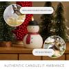 imageLuminara Flameless Christmas Decor  Snowman Figural LED Candle Orange Natural Color White 38quot x 6quot Real Wax Moving Flame Battery Operated wTimer