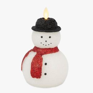 imageLuminara Flameless Christmas Decor  Snowman Figural LED Candle Orange Natural Color White 38quot x 6quot Real Wax Moving Flame Battery Operated wTimer