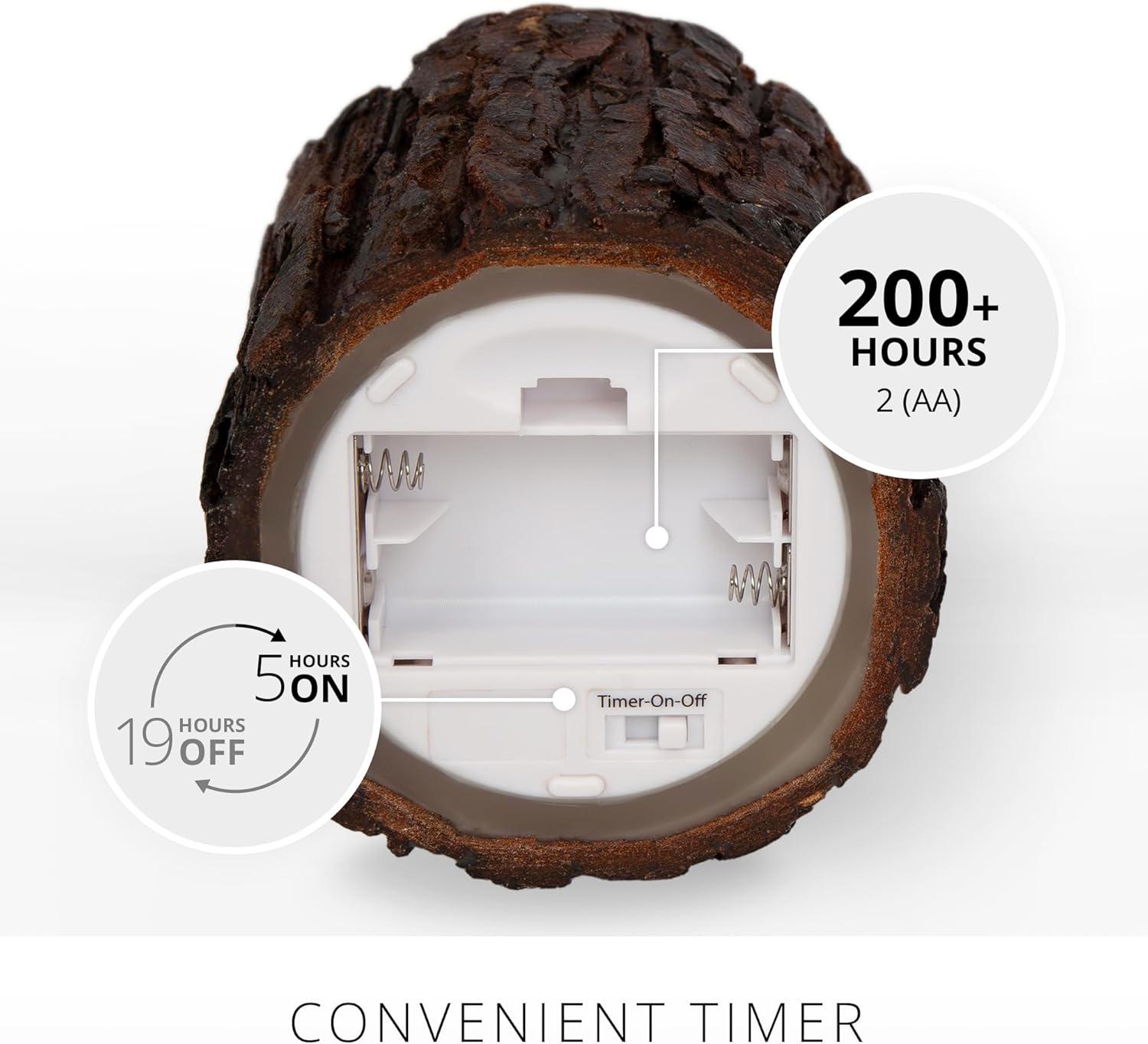 imageLuminara Real Bark Flameless LED Candle Ivory 35quot x 65quot Moving Flame Battery Operated with Timer Realistic Wax Pillar for Home Decor Indoor Safe3 x 45