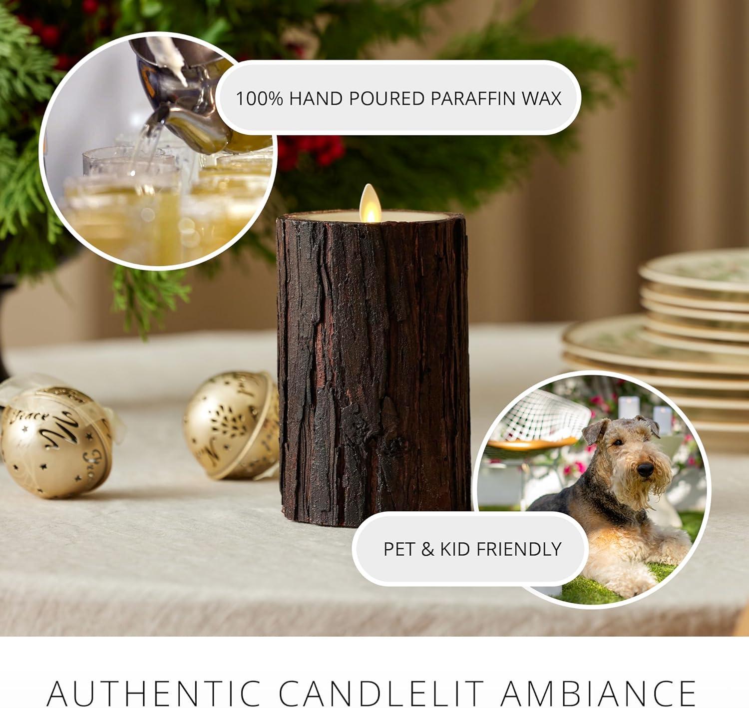 imageLuminara Real Bark Flameless LED Candle Ivory 35quot x 65quot Moving Flame Battery Operated with Timer Realistic Wax Pillar for Home Decor Indoor Safe3 x 65