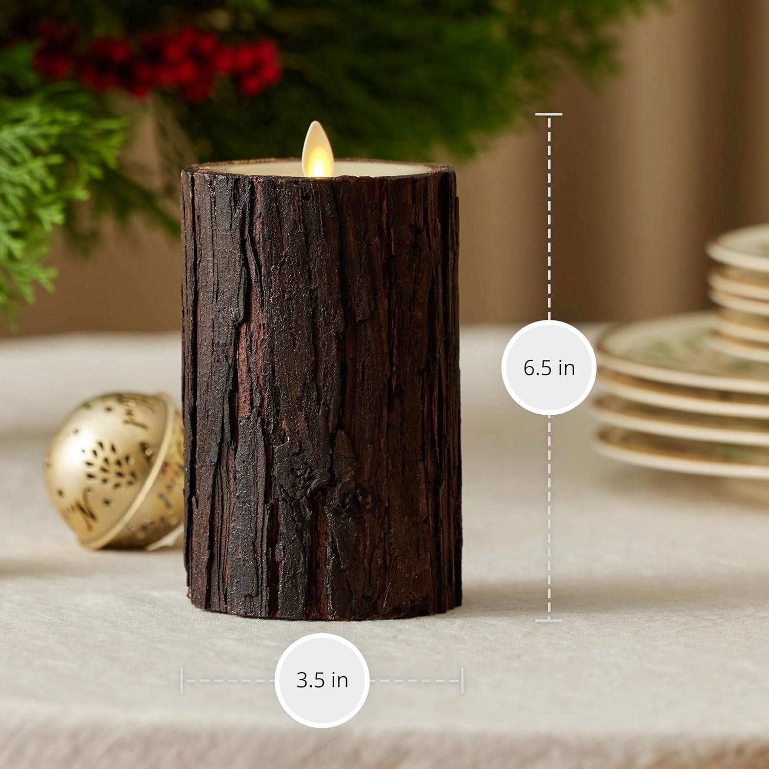 imageLuminara Real Bark Flameless LED Candle Ivory 35quot x 65quot Moving Flame Battery Operated with Timer Realistic Wax Pillar for Home Decor Indoor Safe3 x 65