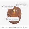 imageLuminara Embossed Leaves Caramel Caf Flameless Pillar Moving Flame LED Candle Real Wax Unscented Battery Operated 35quot x 45quot