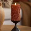 imageLuminara Embossed Leaves Flameless Pillar Caramel Caf Moving Flame LED Candle Real Wax Unscented Battery Operated 35quot x 65quot