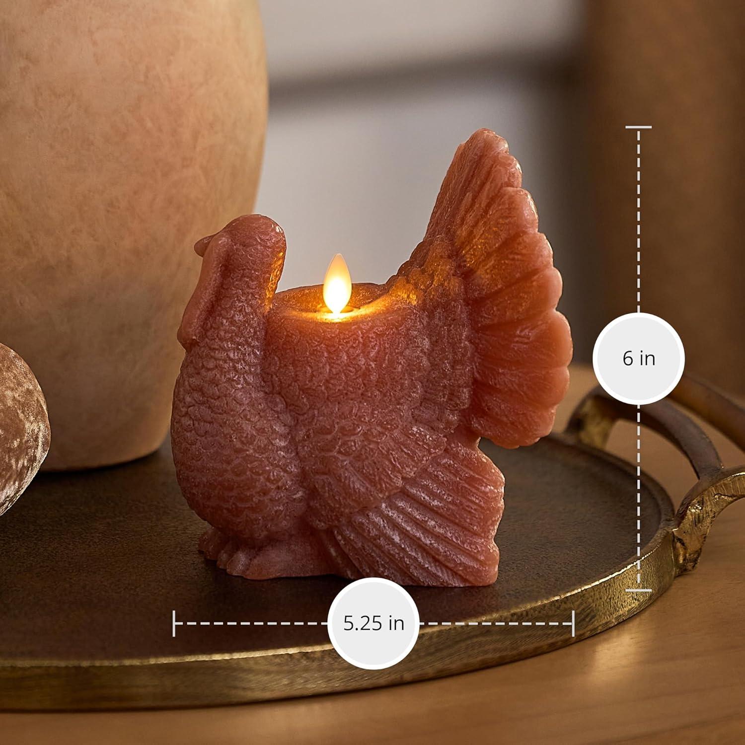 Luminara Candela LED Mini Zucca In Vera Cera - Verde Loden, Senza Fiamma E Senza Profumo, Figurale
