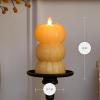 imageLuminara Chalky Stacked Pumpkins Figural Flameless Flickering Moving Flame LED Candle 31quot x 6quot Chalky Finish Real Unscented Wax Time Function Golden Husk