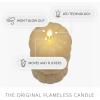 imageLuminara Chalky Stacked Pumpkins Figural Flameless Flickering Moving Flame LED Candle 31quot x 6quot Chalky Finish Real Unscented Wax Time Function Golden Husk