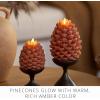 imageLuminara Pinecone Flameless Candle Caramel Caf Chalky Finish Pine Cone Figural Real Wax Unscented LED Candles Battery Operated with Timer Holiday Decoration 39quot x 43quot