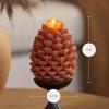 imageLuminara Pinecone Flameless Candle Caramel Caf Chalky Finish Pine Cone Figural Real Wax Unscented LED Candles Battery Operated with Timer Holiday Decoration 47quot x 6quot