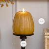 imageLuminara Tall Pumpkin Figural Flameless Flickering Moving Flame LED Candle 49quot x 6quot Chalky Finish Real Unscented Wax Time Function Harvest Gold